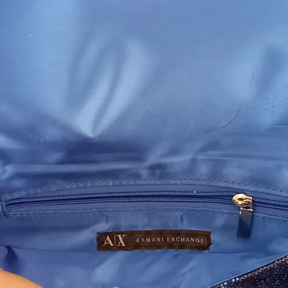 Armani Exchange  blue  glitter clutch